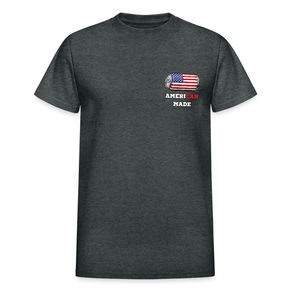 American Made Beer Can Tshirt - America's 250th Anniversary - deep heather