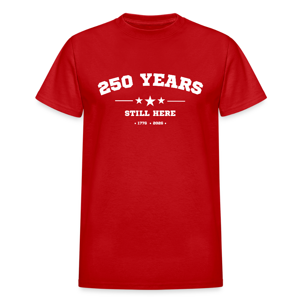 250 Years Still Here Tshirt (1776–2026) - America's 250th Anniversary - red