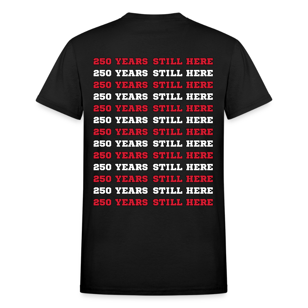 250 Years Still Here Tee – 13 Stripe Back Design - black