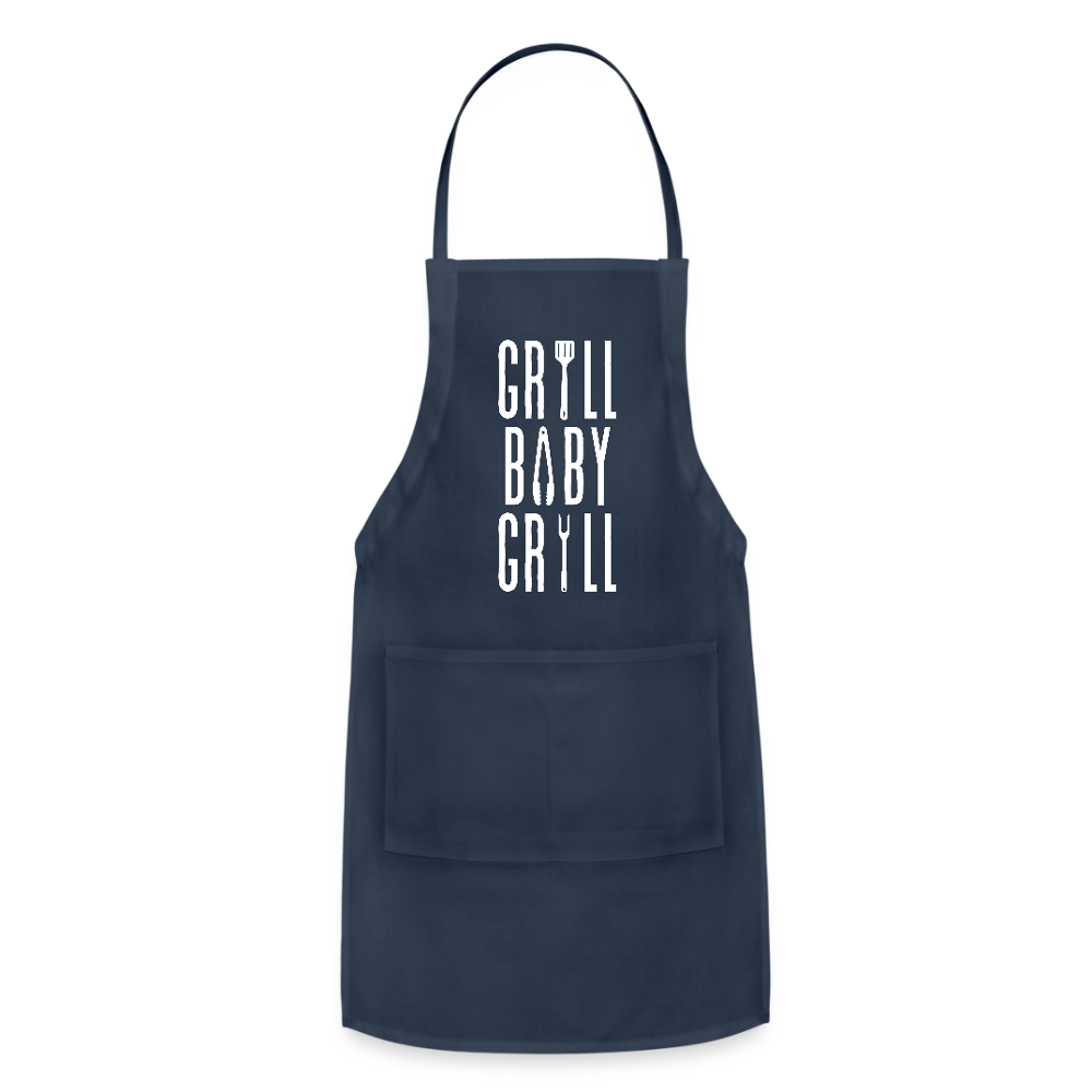Grill, Baby, Grill Apron - navy