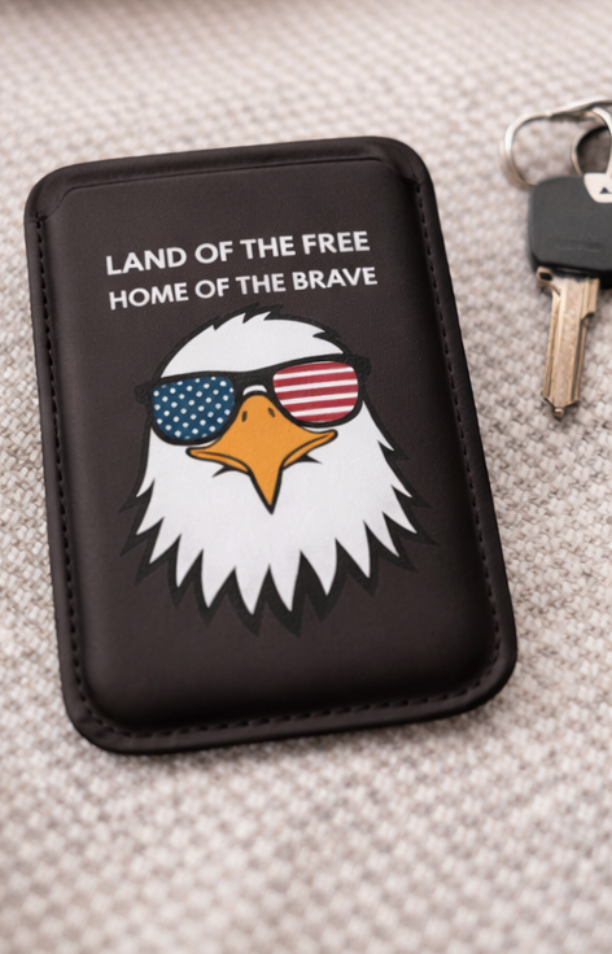 Patriotic Eagle MagSafe Wallet — "Land of the Free, Home of the Brave"